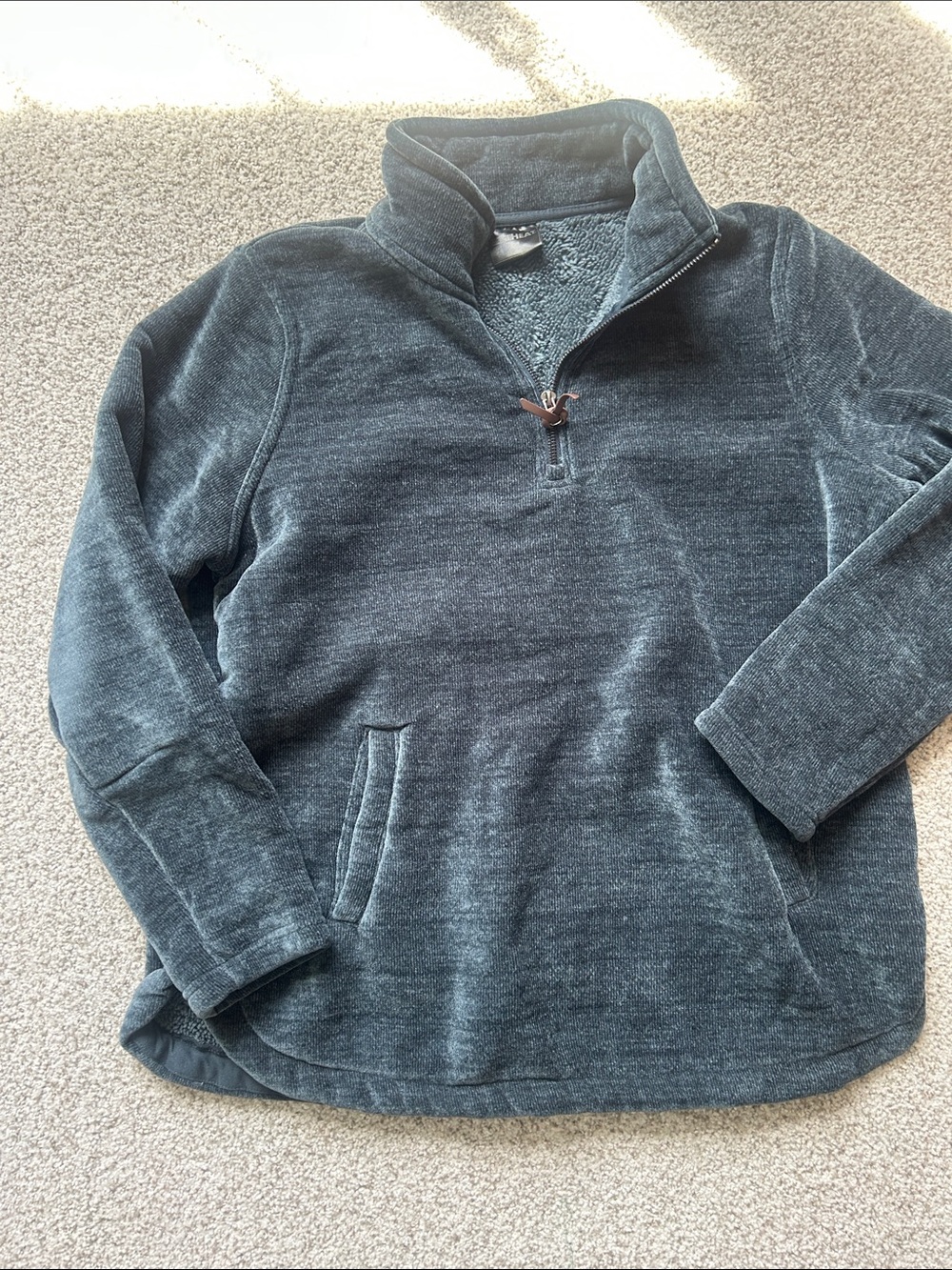 32 Degrees Women's Heathered Dark Teal Half-Zip Pullover